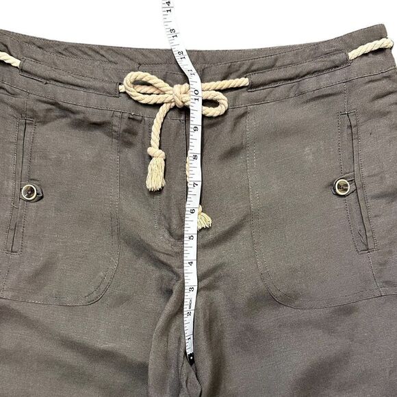 Sandro Linen Blend High Rise Cropped Pants with Rope Tie Belt Size 6 - Picture 9 of 11